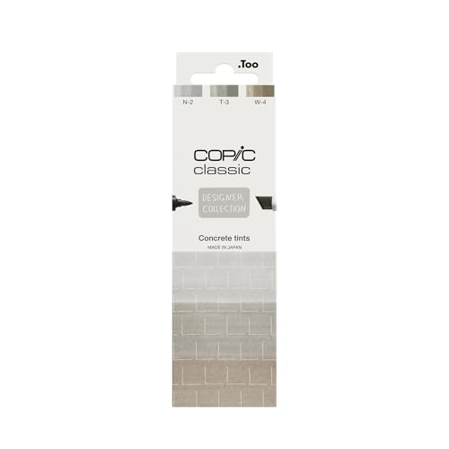 Copic Classic DESIGNER COLLECTION Set Concrete tints, Marker Set mit 3 Grautönen, Twin Marker mit einer breiten und einer feinen Spitze von Copic