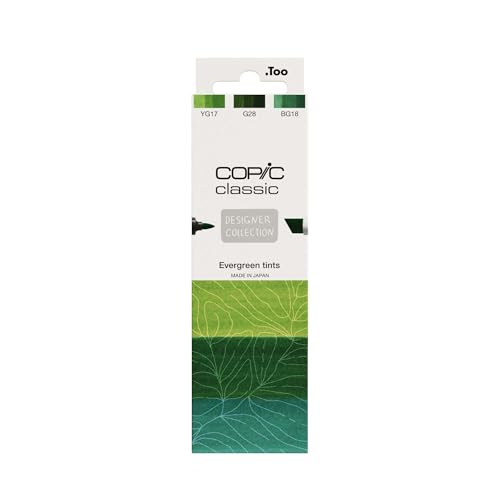 Copic Classic DESIGNER COLLECTION Set Evergreen tints, Marker Set mit 3 Grüntönen, Twin Marker mit einer breiten und einer feinen Spitze von Copic