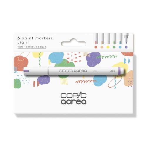 Copic acrea Set Light, 6er Set Paint Marker mit wasser- und pigmentbasierter Tinte, Strichstärke 0,8-1,2 mm Copic acrea Set Light, 6er Set Paint Marker mit wasser- und pigmentbasierter Tinte, Strichstärke 0,8-1,2 mm von Copic