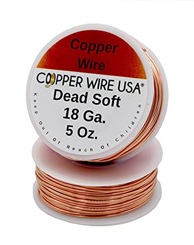 Solider blanker Kupferdraht, rund, 142 g, Spule, weich, 12 bis 30 Ga (18 Ga / 68 Ft) von Copper Wire USA (TM)