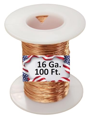 Copper Wire USA Runder Kupferdraht, Chousegröße, weich, 30 m, unbeschichtet, hergestellt in den USA (100, 16 Ga. - FBM) von Copper wire USA