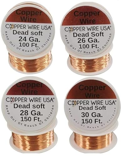 Kupfer-Runddraht, weich, 24 & 26 Ga, 30 m, 4 Größen, 4 Größen von Copper wire USA