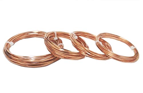 Kupferdraht, sortiert, 4 Größen, quadratisch (weich), 14 Ga - 16 Ga - 18 Ga - 20 Ga. 3 m je Größe. von Copper wire USA