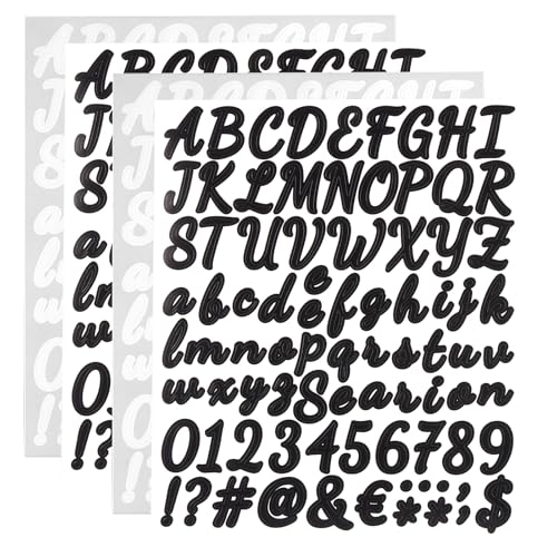 Coptiner 4 PCS Brief Aufkleber Selbstklebendes Vinyl handgeschriebenes Alphabet Zahl Kleine Symbol Aufkleber Kit für DIY Scrapbooking Graduation Cap Poster Board Flaschen Dekor Schwarz-Weiß Coptiner 4 PCS Brief Aufkleber Selbstklebendes Vinyl handgeschriebenes Alphabet Zahl Kleine Symbol Aufkleber Kit für DIY Scrapbooking Graduation Cap Poster Board Flaschen Dekor Schwarz-Weiß von Coptiner