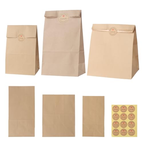 Coptiner 60 STK Geschenktüten Brown Papiertüten Kraft mit Aufkleber 90g/㎡thickened oilproof Film Süßigkeiten behandeln Gunst Taschen für Weihnachten Halloween Geburtstag Hochzeit 3 Größen Coptiner 60 STK Geschenktüten Brown Papiertüten Kraft mit Aufkleber 90g/㎡thickened oilproof Film Süßigkeiten behandeln Gunst Taschen für Weihnachten Halloween Geburtstag Hochzeit 3 Größen von Coptiner