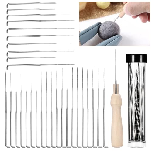 Filznadel-Set, Filznadeln in 3 Größen, Wollfilz-Werkzeuge, Stichstanzer mit Flasche und Holzgriffhalter, Filzset für Anfänger, 30 Stück Filznadel-Set, Filznadeln in 3 Größen, Wollfilz-Werkzeuge, Stichstanzer mit Flasche und Holzgriffhalter, Filzset für Anfänger, 30 Stück von Coptiner