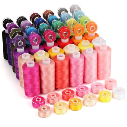 Coquimbo 72 Stück Nähgarn Set, 36 Farben 400Y Nähgarn für Nähmaschine mit 36 Spulen in Gleicher Farbe, Overlock Garn für Overlock Nähmaschinen Garn Nähmaschine, Ideal für Näh-Einsteiger von Coquimbo