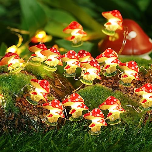 Coquimbo Ostergeschenke Kinder Pilz Lichterkette, Pilze Lampe Pilz Deko Gartendeko 3M 30LED Mushroom Lichterkette Batteriebetrieben für Garten Schlafzimmer DIY Weihnachtsbaum Wohnzimmer Balkon Deko von Coquimbo