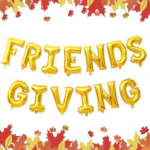 Friendsgiving Dekorationen – 40,6 cm Luftballons für Freundschafts-Party-Dekorationen – Party-Banner für Thanksgiving-Hintergrund – Herbst-Mottoparty-Zubehör (Gold) von Corabsar