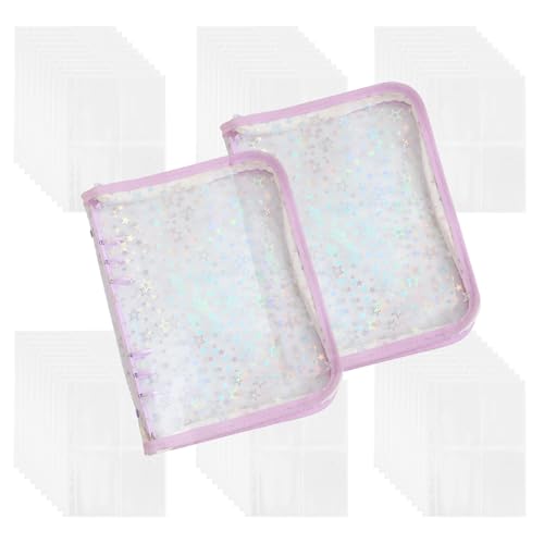 A5-Ringbuch-Notizbuch mit 60 Nachfüllseiten mit 4 Taschen, PVC-Kpop-Fotokartenhalter mit Reißverschluss, 25,4 x 17,8 cm, Glitzersterne, Lila, 2 Stück A5-Ringbuch-Notizbuch mit 60 Nachfüllseiten mit 4 Taschen, PVC-Kpop-Fotokartenhalter mit Reißverschluss, 25,4 x 17,8 cm, Glitzersterne, Lila, 2 Stück von Corbekel