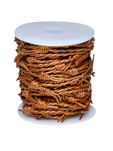 Cords Essentials Kunst-Stacheldrahtband aus echtem Leder, für Party, Heimdekoration, Geschenkboxen, Bastelarbeiten, 10 m Spule (Kupfer) von Cords Essentials