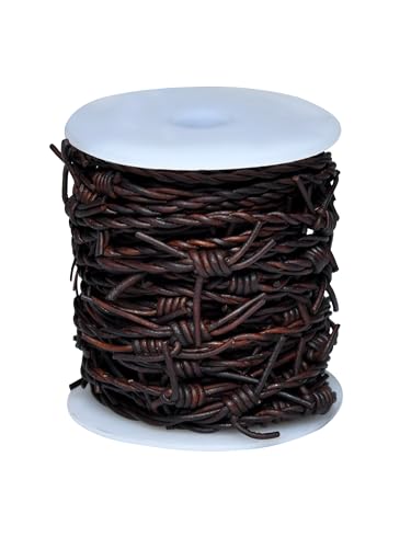 Cords Essentials Kunstlederband mit Stacheldraht, für Party, Heimdekoration, Geschenkboxen, DIY Handwerk – 90 m Spule (Used-Look, hellbraun) von Cords Essentials