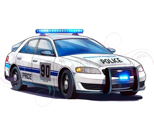 Aufbügler Bügelmotiv Auto Bügelbild Polizeiauto Polizei Streifenwagen Größe 19 x 10 cm von Corileo