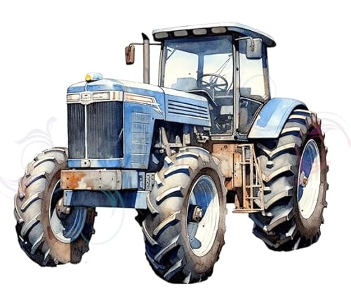 Aufbügler Bügelmotiv Bügelbild Blauer Traktor Größe 6 x 5 cm von Corileo