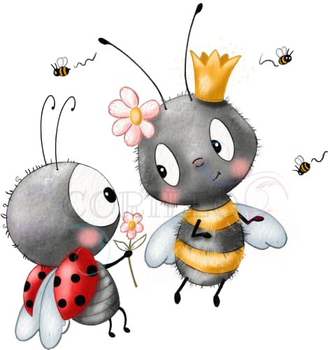 Bügelbild Queen Bee (Biene u. Marienkäfer) Größe 21 x 21 cm von Corileo