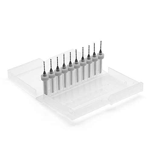 Corintian HSS Micro PCB Bohrer 10 Stück Ø 0.3 mm Bohrer für präzise Bohrungen in Bereichen wie PCB, Modellbau, Elektronik, etc. - Geeignet für PCB, Platinen, Kunststoff, 3D-Filament (0,3mm) von Corintian