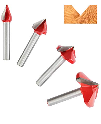 Corintian V-Nutfräser HM (HW) für Holz und Kunststoff - 6 mm Schaft - Nutenfräser/Schriftenfräser aus Hartmetall und Grundschneidend - 90° - Ø 13mm von Corintian