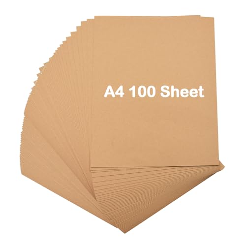 Coriver A4 Kraftpapier, 50 Blatt, 21 x 29,7 cm- DIN A4 Papier, 200 g Dickes Papier Bastelpapier, Pappe Blätter aus Kraftkarton, Braunes Papier für Büro Hochzeit Geschenke Etiketten von Coriver