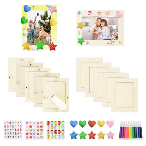 Coriver Holz Bilderrahmen Zum Bemalen-10 Stück Fotorahmen Bastelset mit Glitzersteine & Sticker, Bilderrahmen zum Selbstgestalten, Kindergeburtstag Basteln, DIY Bastelset für Deko Bemale-20x15 cm Coriver Holz Bilderrahmen Zum Bemalen-10 Stück Fotorahmen Bastelset mit Glitzersteine & Sticker, Bilderrahmen zum Selbstgestalten, Kindergeburtstag Basteln, DIY Bastelset für Deko Bemale-20x15 cm von Coriver