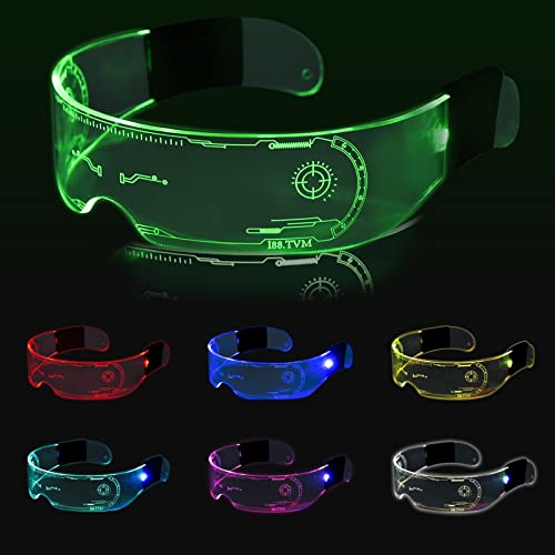 Coriver LED Brille, 7 Farben LED Brille für Party, Leuchtende Party Brille Visor Glasses, Festival Rave Brille für Mädchen Junge für Party Feier Disco DJ Karneval Cosplay Halloween von Coriver