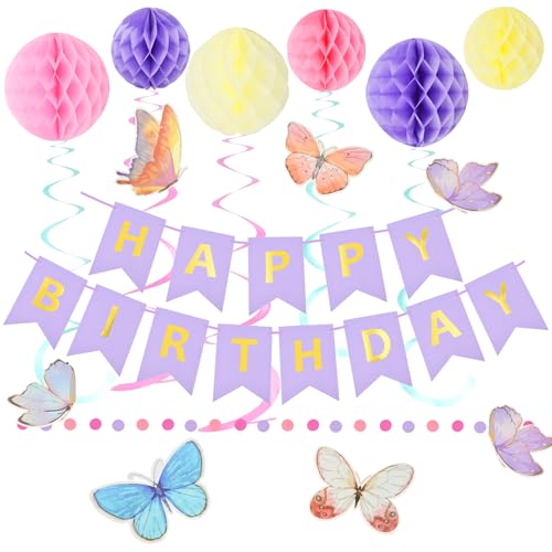 Coriver Geburtstagsdeko, Lila Geburtstag Party Deko,Happy Birthday Banner mit Wabenball, Wimpelkette Geburtstag, Kreis Punkt Girlande, Wiederverwendbare Violett Deko Geburtstag für Mädchen Jungen Coriver Geburtstagsdeko, Lila Geburtstag Party Deko,Happy Birthday Banner mit Wabenball, Wimpelkette Geburtstag, Kreis Punkt Girlande, Wiederverwendbare Violett Deko Geburtstag für Mädchen Jungen von Coriver