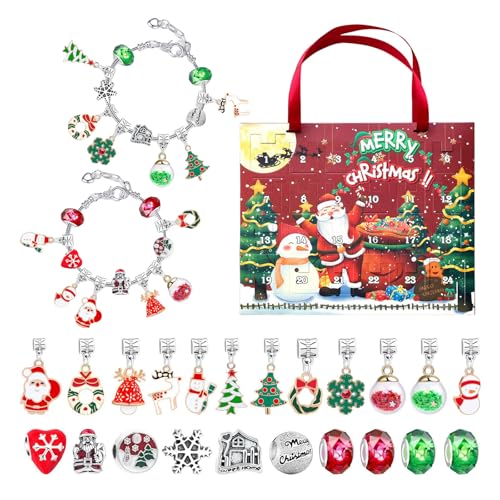 Armbänder Weihnachten Adventskalender für Mädchen, 24 Tage Adventskalender mit Armbänder und Perlen zum Selbermachen, Schmuckbastelset, Geschenk für Kinder und Erwachsene von Corlidea