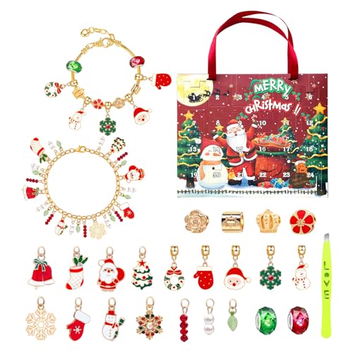 Armbänder Weihnachten Adventskalender für Mädchen, 24 Tage Adventskalender mit Armbänder und Perlen zum Selbermachen, Schmuckbastelset, Geschenk für Kinder und Erwachsene von Corlidea