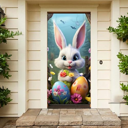 Oster-Türbanner, Happy Easter Bunny, Türabdeckung, Banner für Ostern, Dekoration, Ostern, Foto, Hintergrund aus Stoff, für Ostern, Outdoor, Aktivitäten, Dekoration von Corlidea