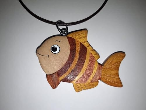 Cornelissen Kette Goldfisch Holzanhänger Lederband, Ketten Modeschmuck Fisch von Cornelissen