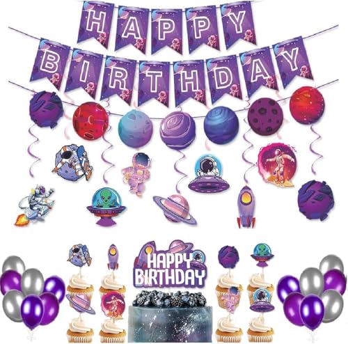 Cornholepy 52 Stück Weltraum-Galaxie-Geburtstagsdekorationen, Sonnensystem-Geburtstagsparty-Zubehör, Weltraum-Themen-Party-Dekorationen, Banner, hängende Wirbel, Luftballons, Luftschlangen Cornholepy 52 Stück Weltraum-Galaxie-Geburtstagsdekorationen, Sonnensystem-Geburtstagsparty-Zubehör, Weltraum-Themen-Party-Dekorationen, Banner, hängende Wirbel, Luftballons, Luftschlangen von Cornholepyㅤ