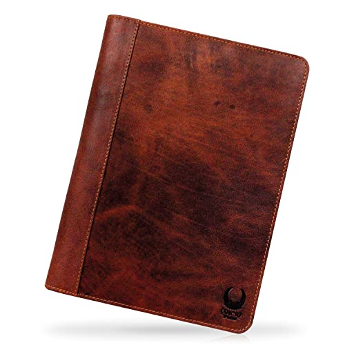 Corno d´Oro Premium Konferenzmappe A4 Leder für Tablet bis 12 Zoll I Handmade Business Dokumentenmappe mit RFID Schutz I Büromappe mit Reißverschluss braun im Geschenkbox von Corno d´Oro