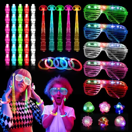 Party Mitgebsel 51 Stück Leucht Spielzeug, LED Brille für Party Led Armbänder Fingerlichter Leuchtringe Kinder Partyzubehör, Mitgebsel Kindergeburtstag, Halloween Weihnacht Festival Hochzeiten Deko Party Mitgebsel 51 Stück Leucht Spielzeug, LED Brille für Party Led Armbänder Fingerlichter Leuchtringe Kinder Partyzubehör, Mitgebsel Kindergeburtstag, Halloween Weihnacht Festival Hochzeiten Deko von Corpower