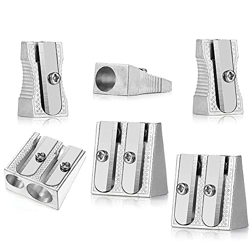 Correa 6 StüCk Metall Bleistift Spitzer, Ein- und Loch Bleistift Spitzer Manuelle Kunst Spitzer für Bunt Stifte von Correa