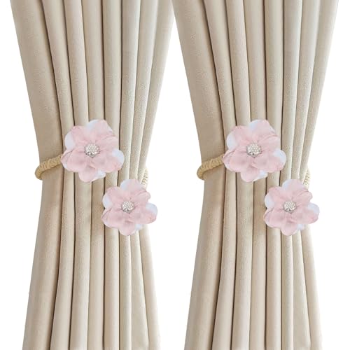 Coshar Vorhang-Raffhalter, rosa Blume, Vorhang-Clips, Raffhalter für Vorhänge, Vorhangseil, Raffhalter für Schlafzimmer, Bauernhaus-Dekoration, 2 Stück, rosa Coshar Vorhang-Raffhalter, rosa Blume, Vorhang-Clips, Raffhalter für Vorhänge, Vorhangseil, Raffhalter für Schlafzimmer, Bauernhaus-Dekoration, 2 Stück, rosa von Coshar