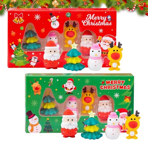 2 Boxen Radiergummi Set, Weihnachten Kreative Niedliche Radiergummis, für Party Favors Spiele Preise von Cosiesnest