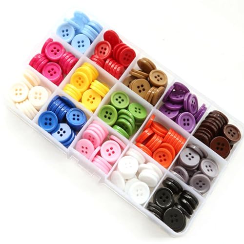 300 Stück Bunte Knöpfe zum Annähen15mm 15 Farben Assorted Buttons Selber Machen Runde Kunstharz Knöpfe zum Basteln mit PVC-Aufbewahrungsbox Buttons zum Nähen, Basteln, Stricken 300 Stück Bunte Knöpfe zum Annähen15mm 15 Farben Assorted Buttons Selber Machen Runde Kunstharz Knöpfe zum Basteln mit PVC-Aufbewahrungsbox Buttons zum Nähen, Basteln, Stricken von Cosiesnest