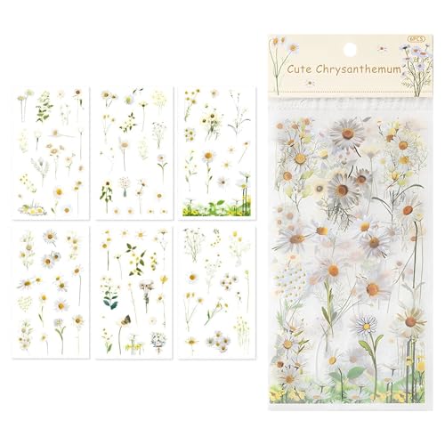 6 Blatt Rub on Sticker Blumen Transparente Scrapbooking Aufkleber Transferaufkleber Scrapbook Stickers PET Selbstklebend Blumen Sticker für Glas Holz Möbel Keramik Scrapbook Journal (Gänseblümchen) 6 Blatt Rub on Sticker Blumen Transparente Scrapbooking Aufkleber Transferaufkleber Scrapbook Stickers PET Selbstklebend Blumen Sticker für Glas Holz Möbel Keramik Scrapbook Journal (Gänseblümchen) von Cosiesnest