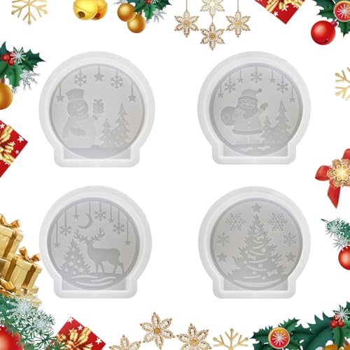 Cosiesnest 4 Stück Weihnachten Kerzenformen Set - Silikon Xmas Kerzenhalter Epoxidharz Gießformen für DIY Weihnachts Kunsthandwerk Geschenke von Cosiesnest
