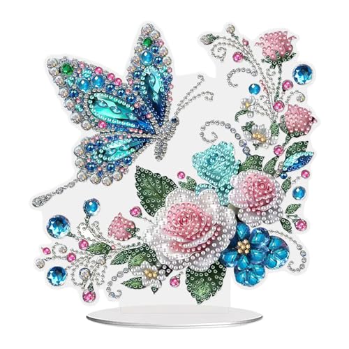 Diamond Painting Erwachsene 5D Stand Up Tabletop Basteln Blumen Diamond Painting Kinder Kunst Und Handwerk FüR Erwachsene Kinder DIY Craft Kreative Geschenke für Mädchen Frauen (Schmetterling) von Cosiesnest