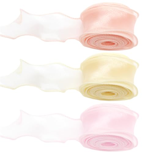 Geschenkband 27.42 M Schleifenband 3 Farben Organzaband 4 cm Bänder zum Basteln Satinband Schleifenband Glitzernde Fischschwanz für Sträuße, Torten, Geschenke Dekoration (C) von Cosiesnest
