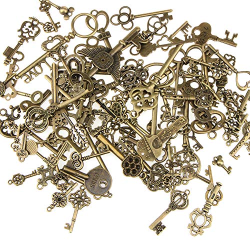 Cosiki Vintage Skeleton Keys, Antike Bronze -Schlüsseldekoration Vintage DIY -Anhänger Notebooks Kleidung Materialien Bronze Schlüsseldekoration Handgefertigte Materialien von Cosiki