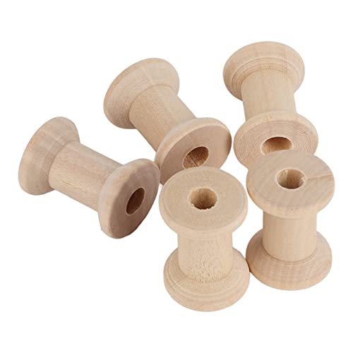 Holzspulen für Handwerk, Holzfäden Spulen 50pcs Holzspulen Poliert Recycelbarer Retro Leere Spulen Fadenspulen für Handwerkskunst von Cosiki