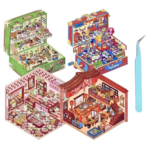 Cosmeria 4 Sätze DIY 3D Hausaufkleber Set Typ C, 3D Sticker Scene, Kreativer Stressabbau Für Kinder, Erwachsene, Sticker Therapy, Kreative Szene Spaß Stacking Cosmeria 4 Sätze DIY 3D Hausaufkleber Set Typ C, 3D Sticker Scene, Kreativer Stressabbau Für Kinder, Erwachsene, Sticker Therapy, Kreative Szene Spaß Stacking von Cosmeria