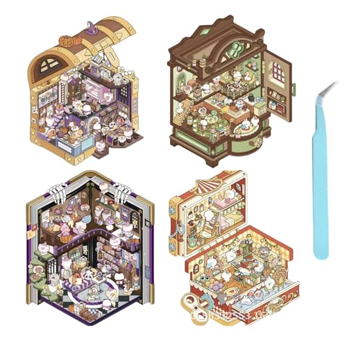 Cosmeria 4 Sätze DIY 3D Hausaufkleber Set Typ D, 3D Sticker Scene, Kreativer Stressabbau Für Kinder, Erwachsene, Sticker Therapy, Kreative Szene Spaß Stacking Cosmeria 4 Sätze DIY 3D Hausaufkleber Set Typ D, 3D Sticker Scene, Kreativer Stressabbau Für Kinder, Erwachsene, Sticker Therapy, Kreative Szene Spaß Stacking von Cosmeria