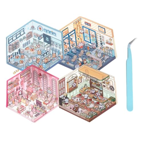 Cosmeria 4 Sätze DIY 3D Hausaufkleber Set Typ F, 3D Sticker Scene, Kreativer Stressabbau Für Kinder, Erwachsene, Sticker Therapy, Kreative Szene Spaß Stacking Cosmeria 4 Sätze DIY 3D Hausaufkleber Set Typ F, 3D Sticker Scene, Kreativer Stressabbau Für Kinder, Erwachsene, Sticker Therapy, Kreative Szene Spaß Stacking von Cosmeria