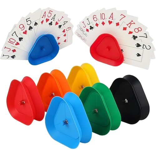 Cosmeria 6er-Set Kartenhalter für Kinder, UNO Junior, Dreieckige Spielkartenhalter, Freisprech-Kartenhalter für Kartenspiele von Cosmeria