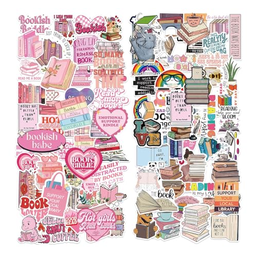 Cosmeria Bookish Sticker Pack, 100-teiliges Vinyl Sticker Set für Buchliebhaber, Bunt und Dauerhaft, Ideal für Kindle, Laptop, iPad und Wasserflaschen von Cosmeria
