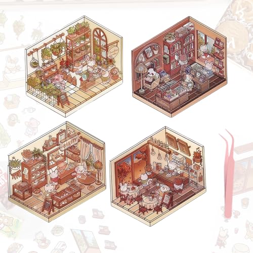 Cosmeria DIY 3D-Hausaufkleber Set, Kreatives Bastelprojekt Für Kinder Und Erwachsene, Stresslindernde Cartoon-Sticker Für Einzigartige Miniaturszene Cosmeria DIY 3D-Hausaufkleber Set, Kreatives Bastelprojekt Für Kinder Und Erwachsene, Stresslindernde Cartoon-Sticker Für Einzigartige Miniaturszene von Cosmeria