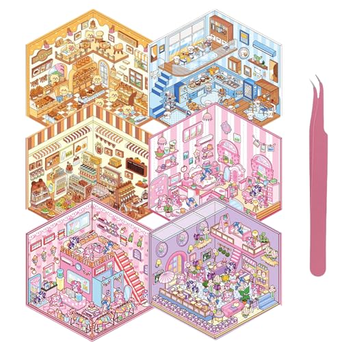 Cosmeria DIY Set 3D Sticker Mit 6 Verschiedenen Szenen, Wiederverwendbare, Einfache Anwendung, Stressabbau Und Kreativitätsförderung Für Erwachsene Und Kinder Cosmeria DIY Set 3D Sticker Mit 6 Verschiedenen Szenen, Wiederverwendbare, Einfache Anwendung, Stressabbau Und Kreativitätsförderung Für Erwachsene Und Kinder von Cosmeria