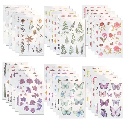 Cosmeria Floral-Themed Rub-On Sticker Set, Über 500 Designs Auf 36 Bögen, Hochwertige Klar Kunststoffblumen Sticker Für Scrapbook, Bullet Journal Und mehr Cosmeria Floral-Themed Rub-On Sticker Set, Über 500 Designs Auf 36 Bögen, Hochwertige Klar Kunststoffblumen Sticker Für Scrapbook, Bullet Journal Und mehr von Cosmeria